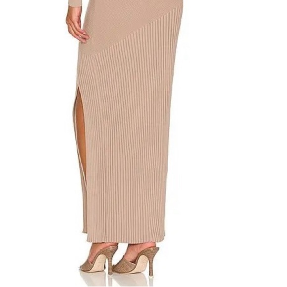 Nicholas Alixia Mixed Rib Knit Straps Midi Dress In Beige size XS - Picture 3 of 7